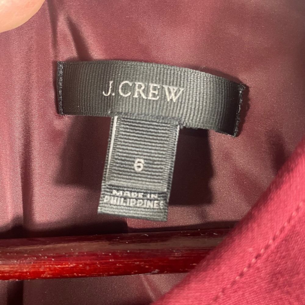 J.Crew Burgundy Bell Sleeve Sheath‎ Dress Size 6 Lined Stretch Work Cocktail - Picture 9 of 13